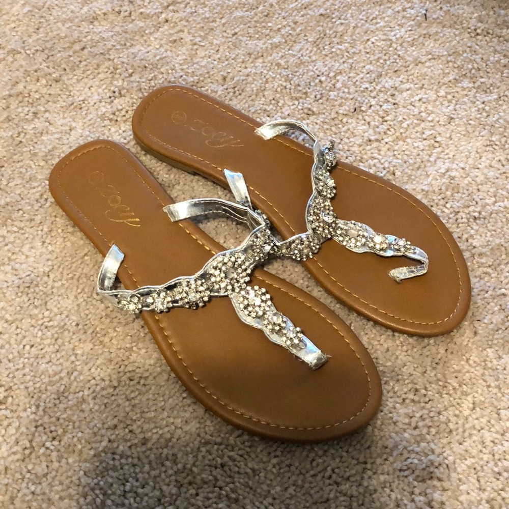 silver sparkly sandals